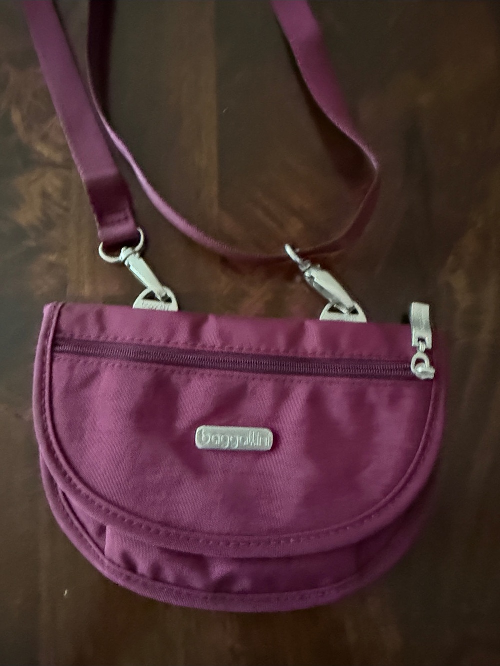 Baggallini Plum Crossbody Bag with Silver Hardware